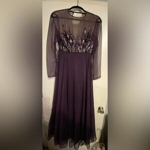 Victoria Royal Ltd Sequin Dress Long Sleeves Sheer Size 8